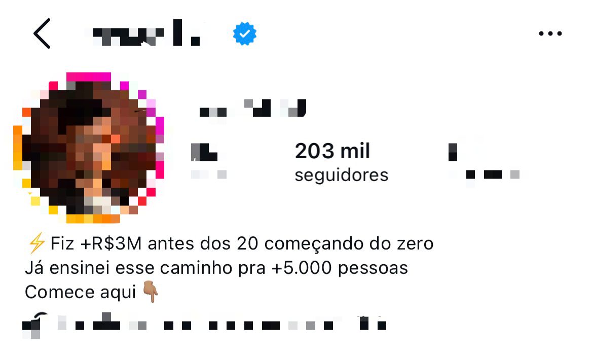 Perfil de guru vendendo sonho na internet